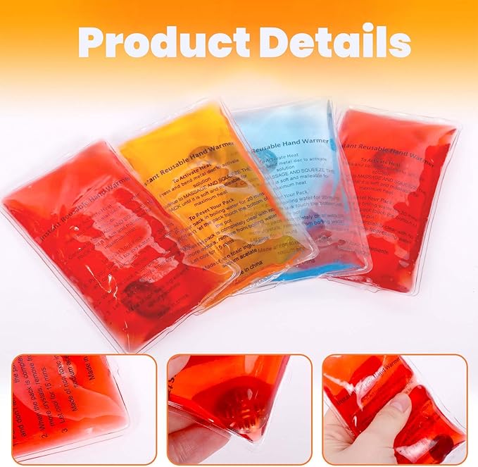 Hand Warmers, Reusable Hand Click Warmers, Cute Sodium Acetate Warmers for Kids, Click Heat Packs, 4 Reusable Sodium Acetate Heat Pads. (4PCS)