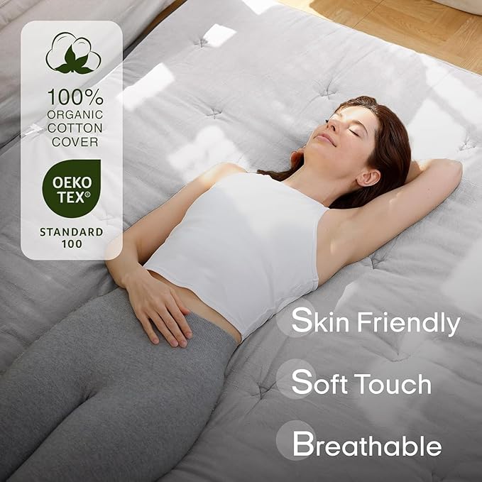 ZonLi Japanese Floor Futon Mattress Queen Size 80"x 60", 100% Cotton Cover 2.5'' Thicken Tatami Mattress, Foldable Sleeping Pad, Portable Dormitory Tatami Mat, Roll Up Floor Lounger Bed for Adult