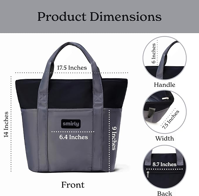 SMIRLY Large Insulated Cooler Bag, Thermal Insulated Grocery Bags, Collapsible Cooler Tote for Travel,Beach or Picnic