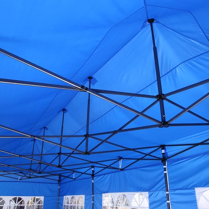 COBIZI 10x30 Pop Up Canopy with 8 Sidewall,Heavy Duty Canopy UPF 50+ All Season Wind Waterproof Commercial Outdoor Wedding Party Tents for Parties Canopy Gazebo with Roller Bag(10 x 30 ft Dark Blue)