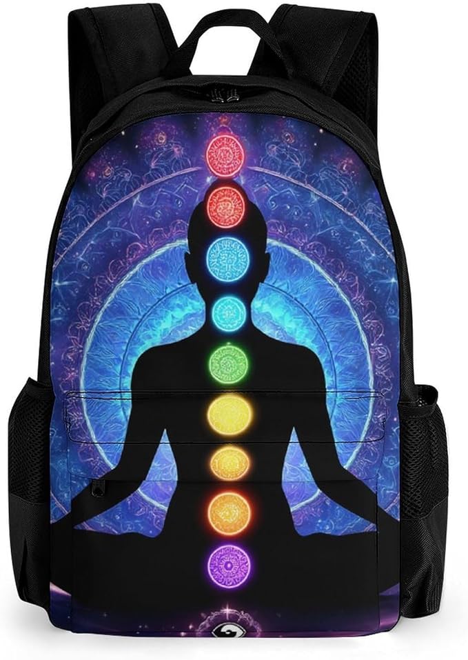 Lightweight Rucksacks for Climbing Outdoors Walking Cycling, Large Capacity Anti-Theft Multipurpose Carry On Bag, Nine Chakra Yoga Meditation Lotus Blue Mandala Camping Outdoor Backpack