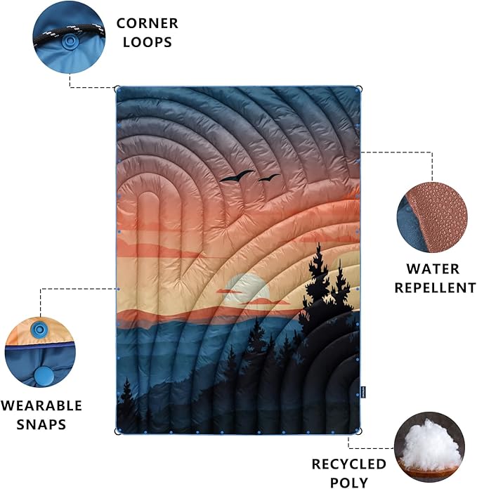 Camping Blanket,Lightweight Puffy Printed Camping Blanket Packable Outdoor Blanket for Camping,Traveling, Stadium, Hiking, Picnics