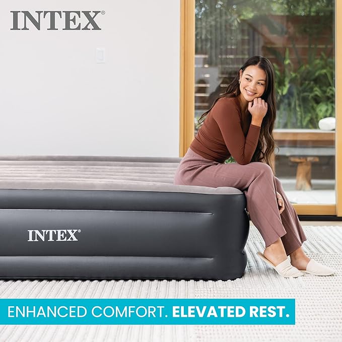 Intex King Air Mattress, Dura-Beam Plus 16.5" Inflatable Bed with Built-in Pump