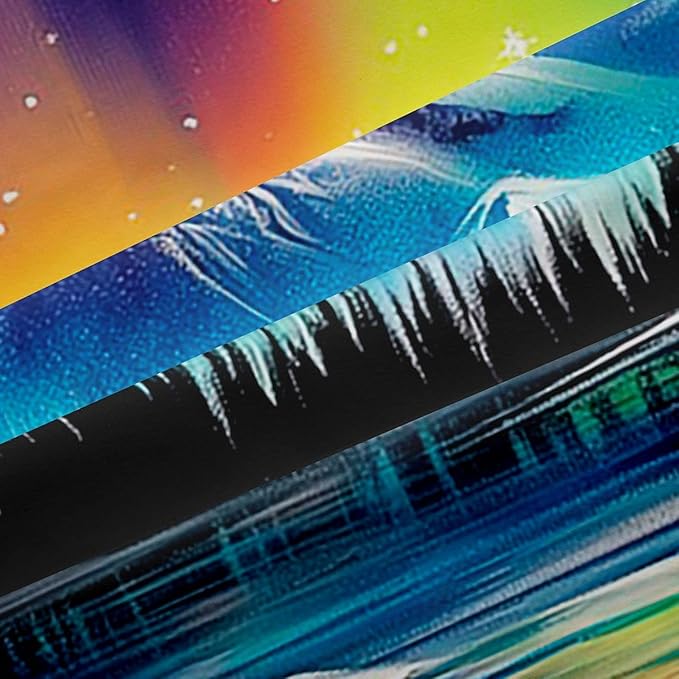 Manfei Northern Lights Boys Girls Room Decor,Rainbow Starry Sky North Pole Dreamy Blackout Curtains,Snowmountain Pine Trees River Natural Blackout Curtains,Blue Green 2 Panels,38Wx45L inch