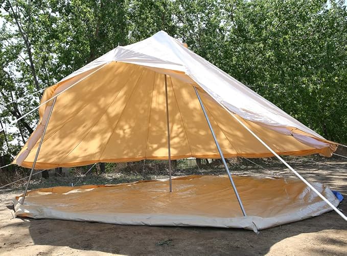 UNISTRENGH Luxury Canvas Cotton Bell Tent Large Waterproof Windproof Yurt Glamping Family Tent with Cable Hole for Camping Hiking Hunting Party Exhibition