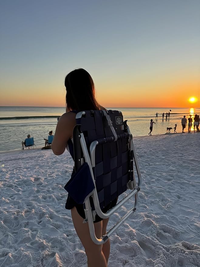 MOUNTAIN SUMMIT GEAR Low Webbed Beach Chair with Backpack Straps - Portable Lightweight Seating for Outdoor Adventures, Beach Days and Camping by Caddis Sports (2)