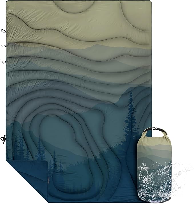 Camping Blanket Puffy - Outdoor Stadium Blanket Wearable, Lightweight, Packable, Machine Washable Camping Quilt for Traveling, Picnic, Beach, Party