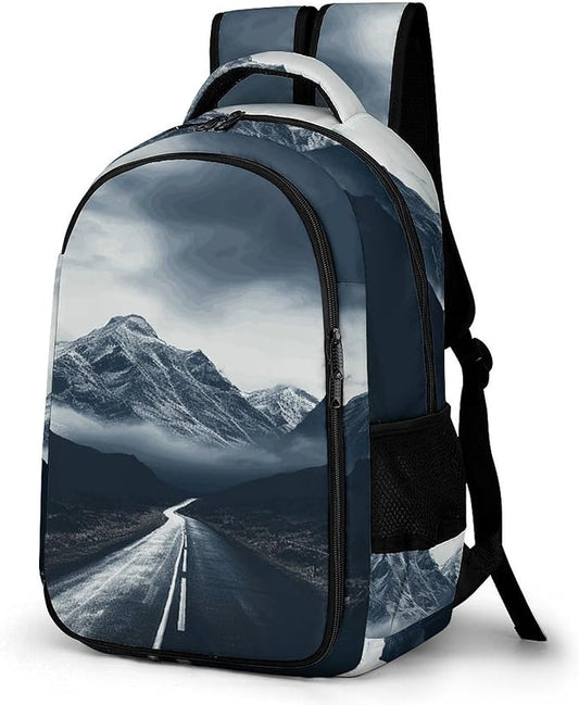 MUSM Dark Road to Mountains Backpack Anti Theft Laptop Backpacks Large Classical Travel Backpack Computer Bag Lightweight Hiking Back Pack Water Resistant Daypack Gift for Men & Women