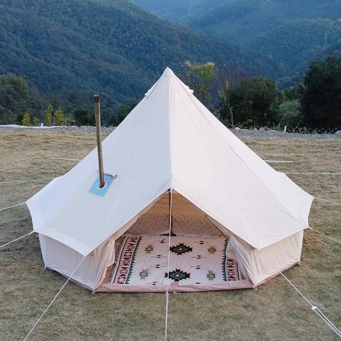 Trend Tents Standard Bell Tent – 200GSM Poly-Cotton Canvas, Stove Jack, Sewn-in Groundsheet, Galvanized Steel Poles, Waterproof & UV-Resistant, 3-Season, Available in 3M / 4M / 5M / 6M