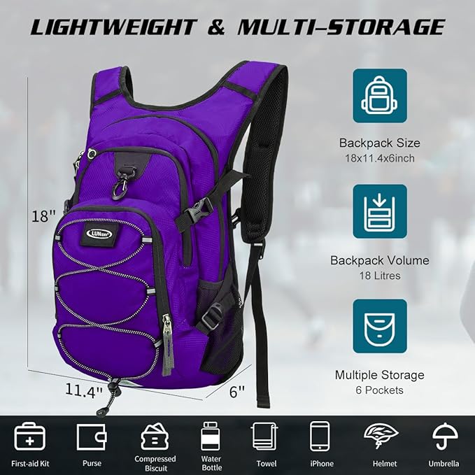 Hydration Backpack with 3L Water Bladder, Insulated Running Hydration Pack Hydropack, Lightweight Water Backpack for Hiking Cycling Camping Biking for Men Women