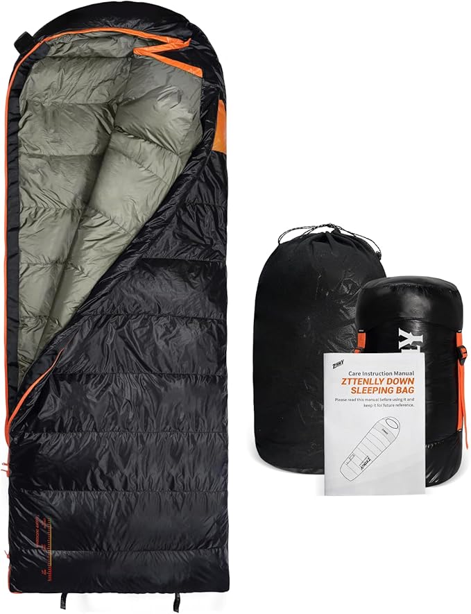 Down Sleeping Bag for Adults - Lightweight and Compact for Backpacking, Camping and Hiking - 550/600 FP, 0/20/30 Degree and 4-Season Sleeping Bag for Cold Weather