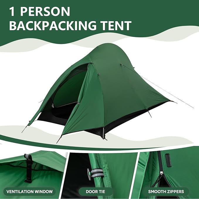 1-2 Person Lightweight Backpacking Tent - Waterproof Tent for 3 Season, Ultralight Camping Tent for Outdoor, Easy Setup for Sports, Hiking, Travel by Croosseoutdoors