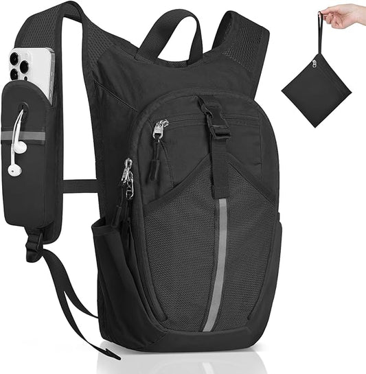 Small Hiking Backpack 15L-Lightweight Packable Foldable Backpack for Travel Camping Outdoor Commute,Compact Rucksack for Women Men(Black)
