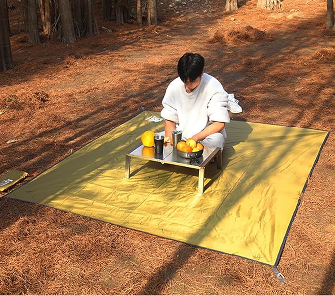 Bringsine Bringsine Waterproof Camping Tent Tarp-95"x83",4 in 1 Multifunctional Tent Mat Footprint for Camping,Hiking and Picnic,Ultralight & Foldable+Tent Stakes