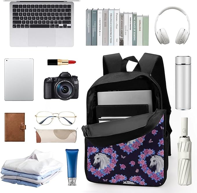 Sporty Travel Hiking Rucksack Gym Outdoor Bag Flowers Heart Horse Daypack Backpack Men Women