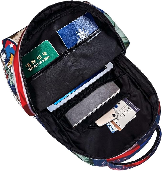 Polyester Daypack Backpack for Sports Travel Running, Big Capacity Anti-Theft Multipurpose Carry On Bag, 250th Anniversary 1776-2026 Patriotic Freedom Art Laptop Book Bag Rucksack