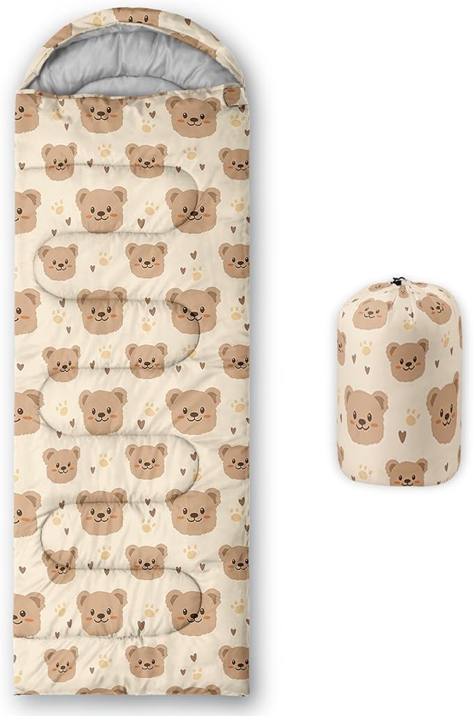 AILONEN Kawaii Puppy Sleeping Bag for Kids Boys Girls,Warm and Cool Weather,Lightweight,Waterproof Backpacking,Cartoon Cute Dog & Duck Animal Themed Blue Sleeping Bag for Camping