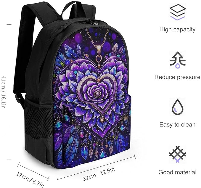 Rucksack Polyester Anti-Theft Multipurpose Fantasy Rose Art Carry On Bag Large Capacity Travel and Sport Backpack Rucksack With Smooth Zippers
