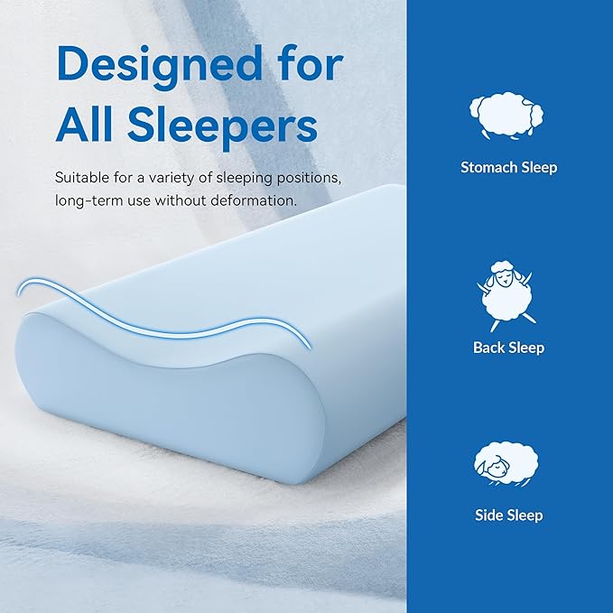 AM AEROMAX 32" King Size Contour Memory Foam Pillow, Cervical Pillow for Neck Pain Relief, Neck Orthopedic Sleeping Pillows for Side, Back and Stomach Sleepers