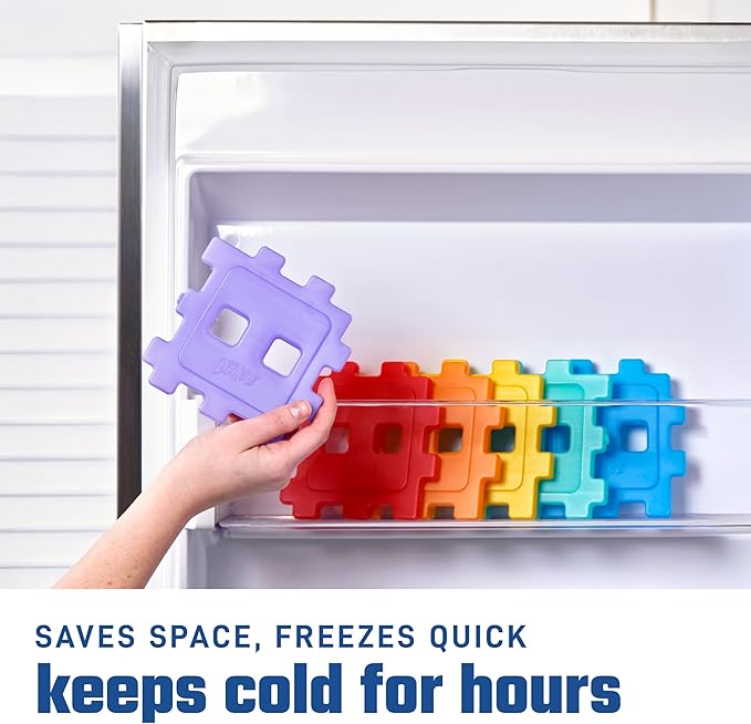 Cool Coolers by Fit & Fresh Slim Ice Packs, Quick Freeze, Space-Saving, Reusable Ice Packs for Lunch Boxes & Coolers