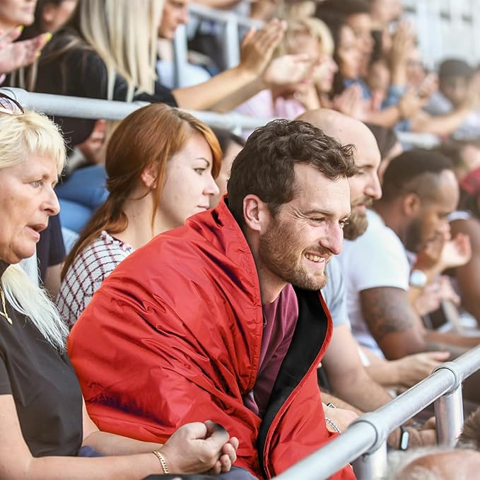 Fleece Waterproof Outdoor Blanket - Windproof Stadium Blanket for Camping, Picnics, and Sports Stay Dry and Comfortable 80"x 58"(Red)