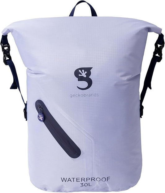 geckobrands Lightweight 30L Waterproof Backpack - Lightweight Watertight Outdoor Bag Hiking Traveling Light Water Activities
