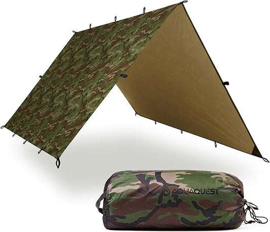 AquaQuest Defender Tarp – Heavy-Duty Waterproof (20,000 mm) Seam-Taped Rain Fly for Camping, Bushcraft & Survival