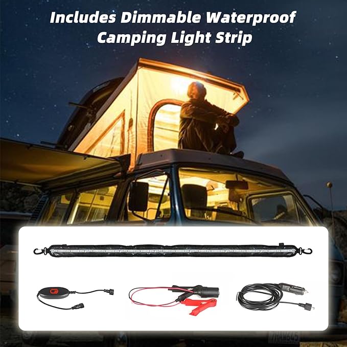 Roof Top Tent Camping for SUV Jeep Truck, 800D Waterproof Soft Shell Rooftop Tent, Quick-Setup Design with Telescopic Ladder & LED Lighting for 2-3 Person