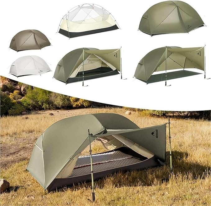 Hiking Tent 1/2/3 Person - 20D Nylon Waterproof Ultralight Outdoor Camping Trekking Backpacking Shelter