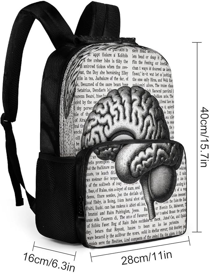 Daypack Backpack Anti-Theft Multipurpose Large Capacity Carry On Bag, Brain Structure Traveling Camping Backpack With Side Pockets