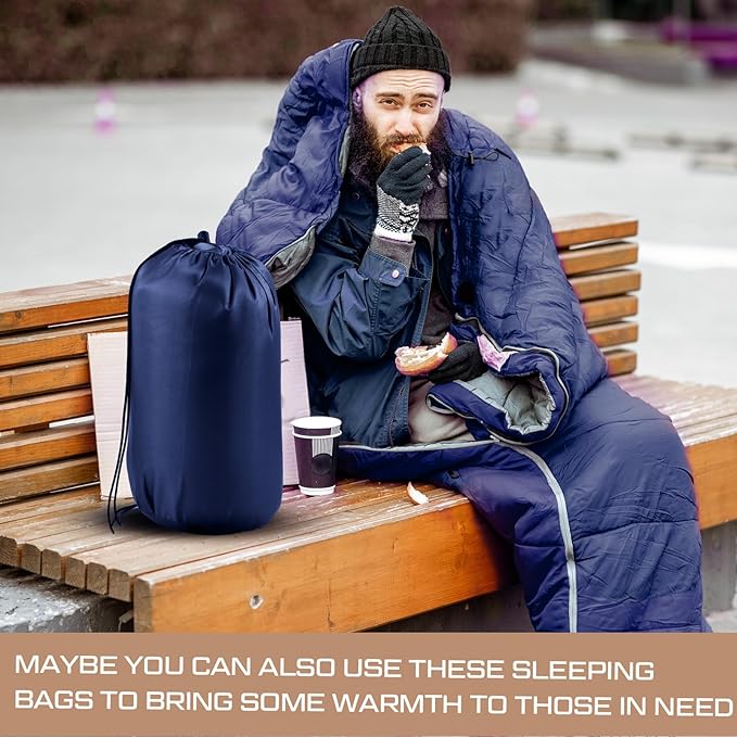Tranqun 30 Pcs Cotton Liner Camping Sleeping Bags for Adult with Winter Beanies Gloves Sleeping Bag Waterproof Warm Lightweight for Backpacking Camping Indoor Outdoor Homeless