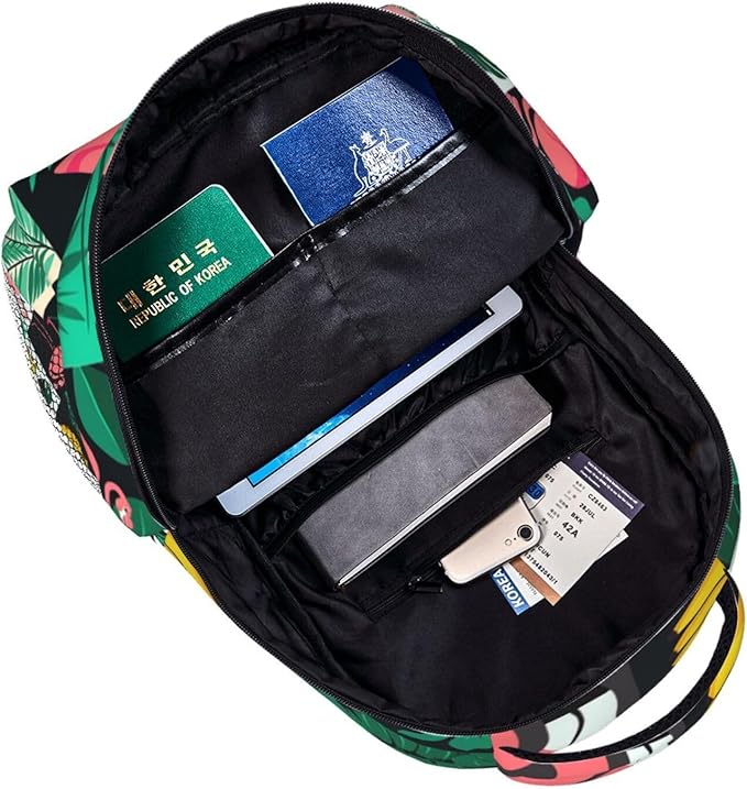 Adults Lightweight Banana Palm Leaf Leopard Flamingo Stripe Rucksacks Large Capacity Bookbag With Adjustable Shoulder Straps for Trekking Outdoors Bicycle