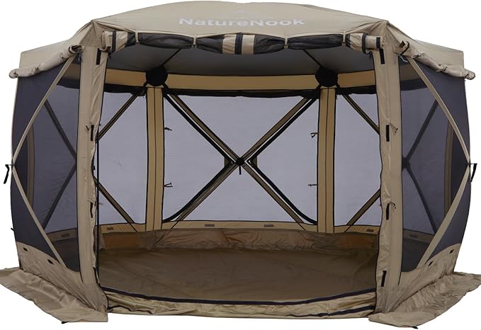 Canopy Pop up Canopy Gazebo Tent for Camping 12x12 FT Screen Tent Outdoor Shade Screen House with Ground Tarp Screen Room with Sidewalls Camping Gazebo with Awnings Waterproof Footprint