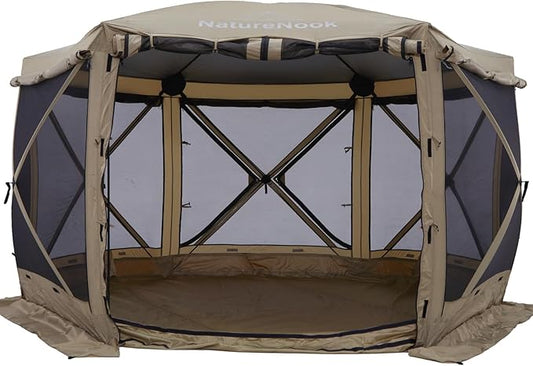 Canopy Pop up Canopy Gazebo Tent for Camping 12x12 FT Screen Tent Outdoor Shade Screen House with Ground Tarp Screen Room with Sidewalls Camping Gazebo with Awnings Waterproof Footprint