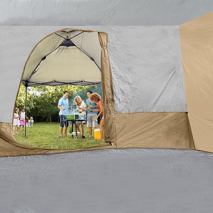 KAMPKEEPER Side Tent,Camping Tent for 10' x 10' Pop Up Canopy, Easy Set Up Gazebo,Compatible with 10' Wide Canopy Tents (Khaki)