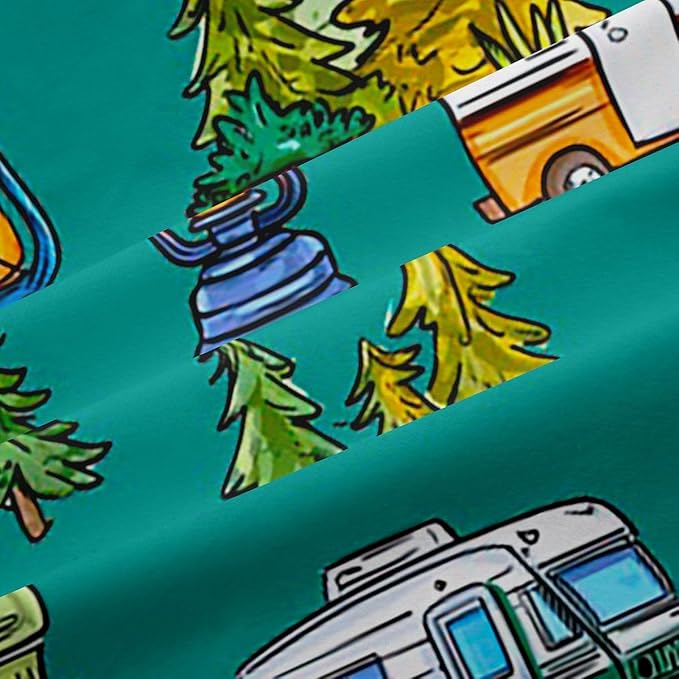 Feelyou Vintage Green Camper Curtains for Bedroom Living Room Rustic Camping Trailer Blackout Shades Camping Campfire Room Darkening Curtain Window Treatments, 2 Panels 52 x 96 Inch Decor