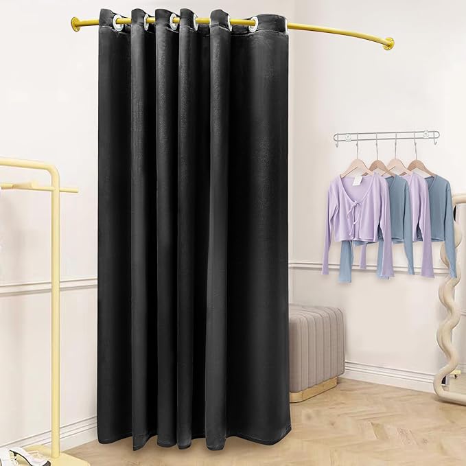 U-Dressing Room Privacy Protection Changing Room Divider - C-Shaped, Black, Big - Fitting Room Curtain for Boutique