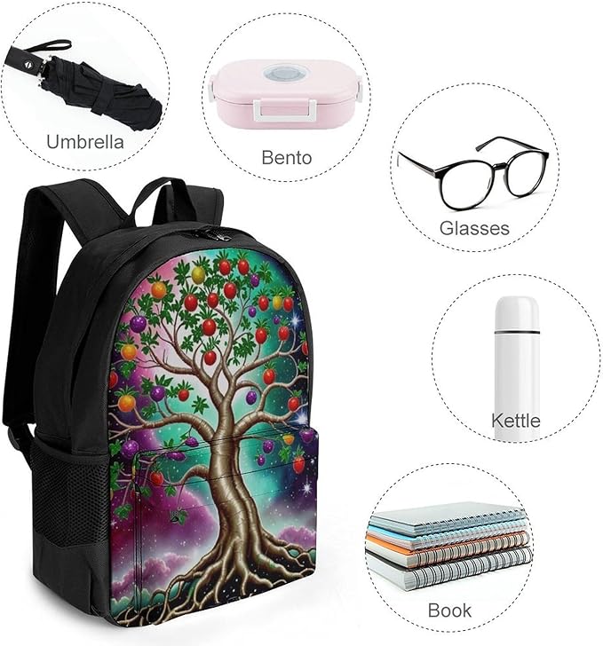 Daypack Lightweight Multipurpose Anti-Theft Mystery Tree Of Life Fantasy Magic Art Shoulder Bag Large Capacity Laptop Book Bag Rucksack With Adjustable Shoulder Straps