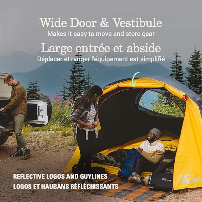 Coleman PEAK1 Premium Waterproof Backpacking Tent with Rainfly & Footprint, Lightweight Camping Tent Withstands Winds up to 45 MPH, 1/2/3/4/6 Person Sizes