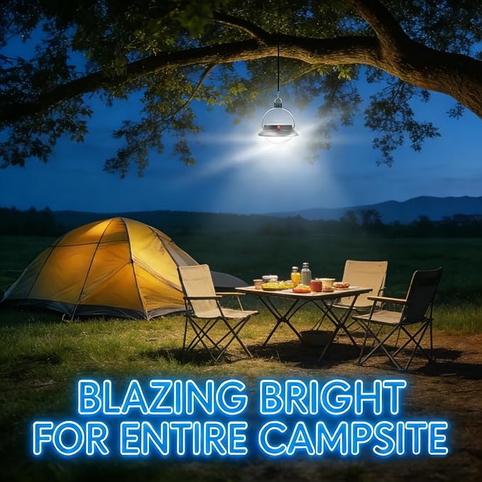 Portable Solar LED Camping Lantern, Lightweight & Compact 2000mAh Rechargeable Tent Light for Camping, Hiking, Backpacking, Fishing & Emergency Use, 350 Lumens, 5 Lighting Modes, IP67 Waterproof