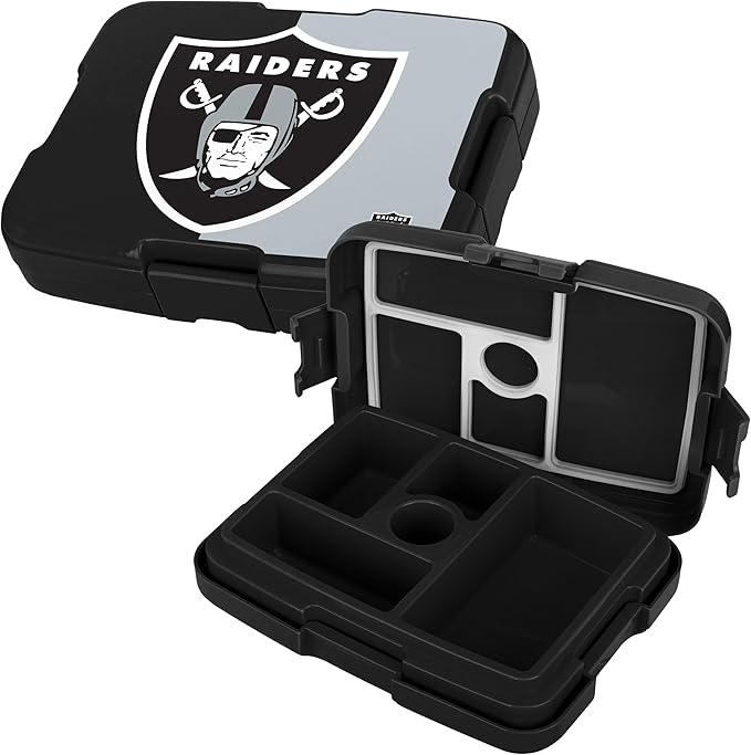 FOCO NFL Unisex-Adult Officially Licensed 2-Tone Big Logo Team Color Football Leak Proof 5 Compartment Bento Lunch Box - Las Vegas Raiders