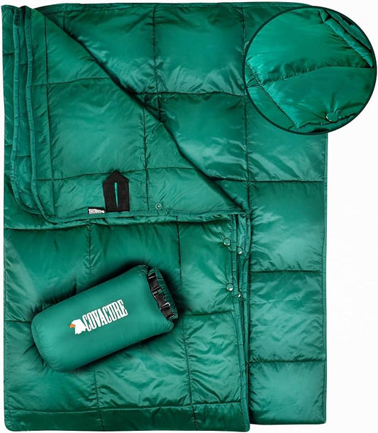 covacure Camping Blanket - Outdoor Travel Blanket, Packable, Puffy Blanket, Lightweight & Warm Quilt for Camping, Hiking, Backpacking, Outdoors, Travel, Beach