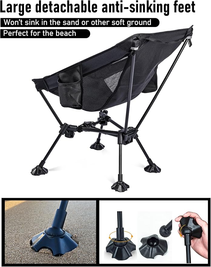 WildCall Lightweight Folding Camping Chair Compact Beach Chair with Anti-Sinking Large Feet