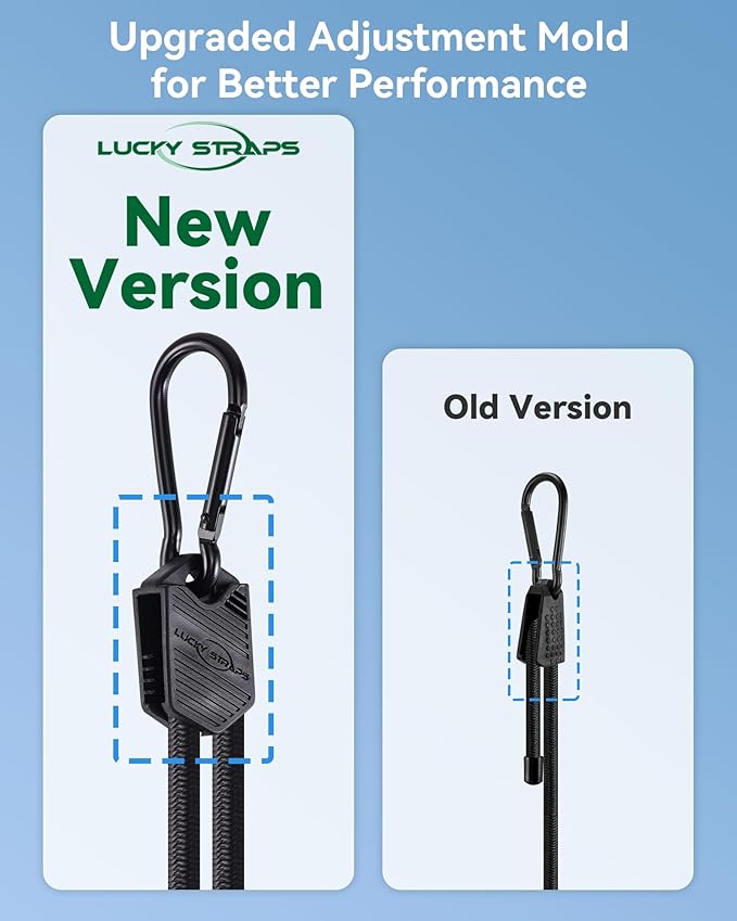 8 Pcs 24" 36" 48" Adjustable Carabiner Bungee Cords Assorted Sizes with Hooks, Easy to Adjust The Length, Black Bungee Straps with Upgraded Design & Superior Elasticity for Cargo, Luggage, etc