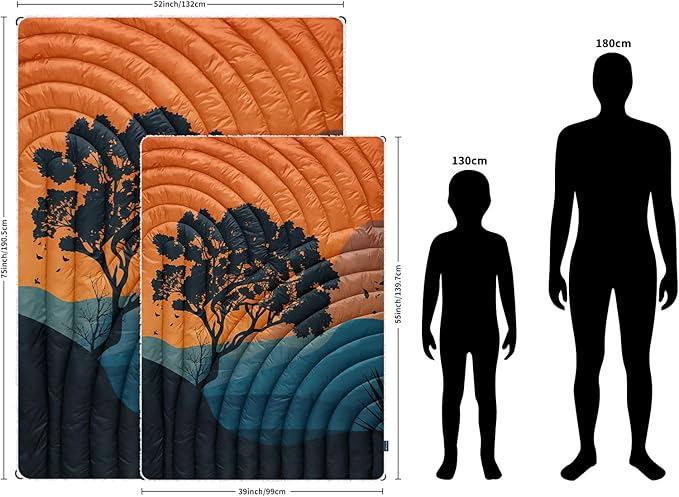 Outdoor Camping Blanket,Warm Thick Camp Blankets with Sherpa Lining Soft Fleece Camping Blanket Puffy Camping Quilt for Cold Weather Traveling, Stadium, Hiking, Picnics