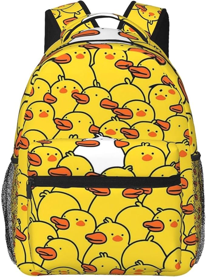 Adults Lightweight Yellow Flat Mouth Ducks Rucksacks Large Capacity Bookbag With Adjustable Shoulder Straps for Trekking Outdoors Bicycle