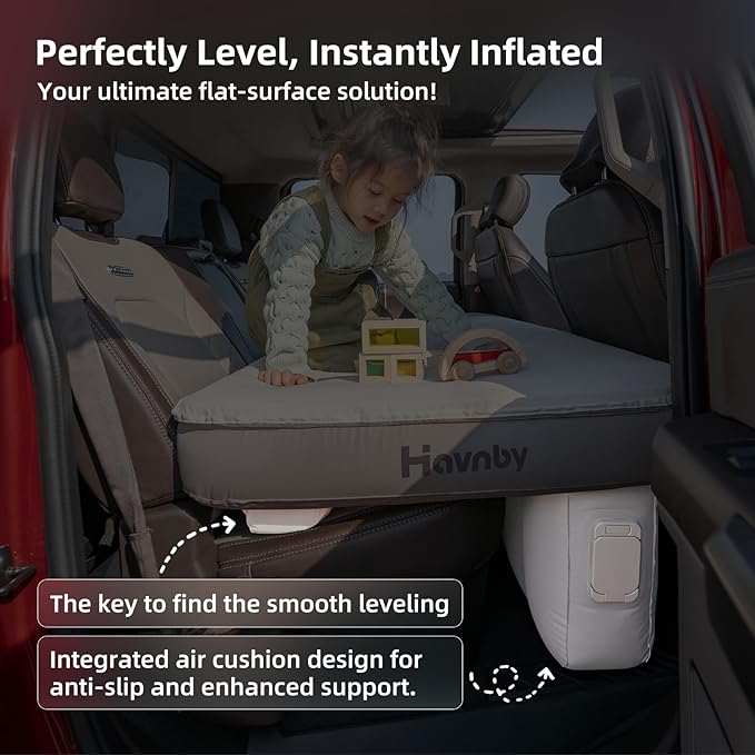 Truck Cabin Mattress, Inflatable TPU Air Foam CozyPad for Back Seat, Camping Bed with Rechargeable Built-in Pump, Portable Sleeping Mattress for Nissan Pickup Trucks