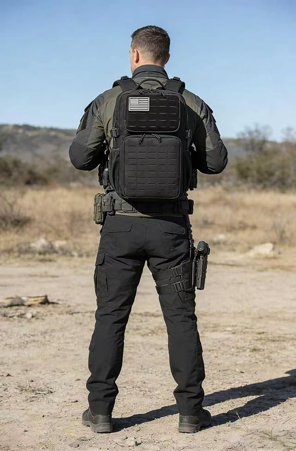 Wotony Military Tactical Backpack for Men Waterproof Daypack 3 Day Assault Pack Laser-Cut MOLLE Webbing Design with Water Bottle Holder Black Small Tactical Assault Bag