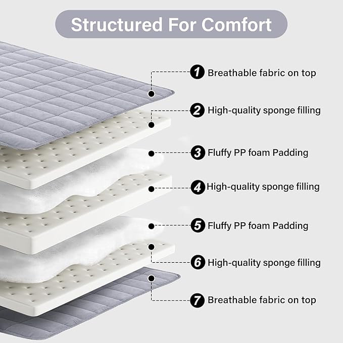 Tiita Japanese Floor Mattress Futon Mattress 4” Thick Folding Roll Up Sleeping Pad with Bag & Strap, Bed Topper Mat for Guest, Lounger and Travel, Grey,Full Size