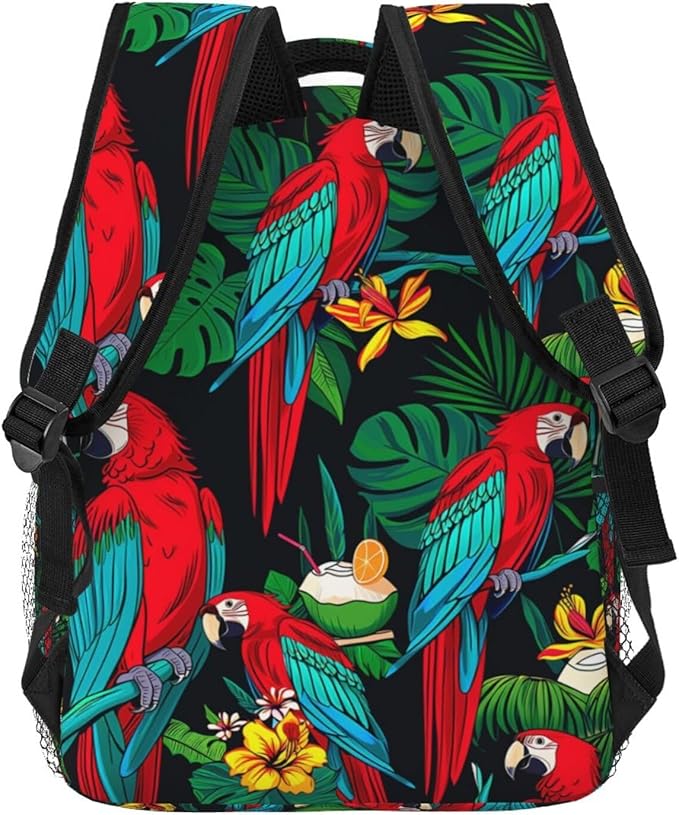 Lightweight Rucksack for Sports Travel Running, Big Capacity Multipurpose Anti-Theft Bookbag, Macaw And Tropical Cocktail Art Travel and Sport Backpack Rucksack
